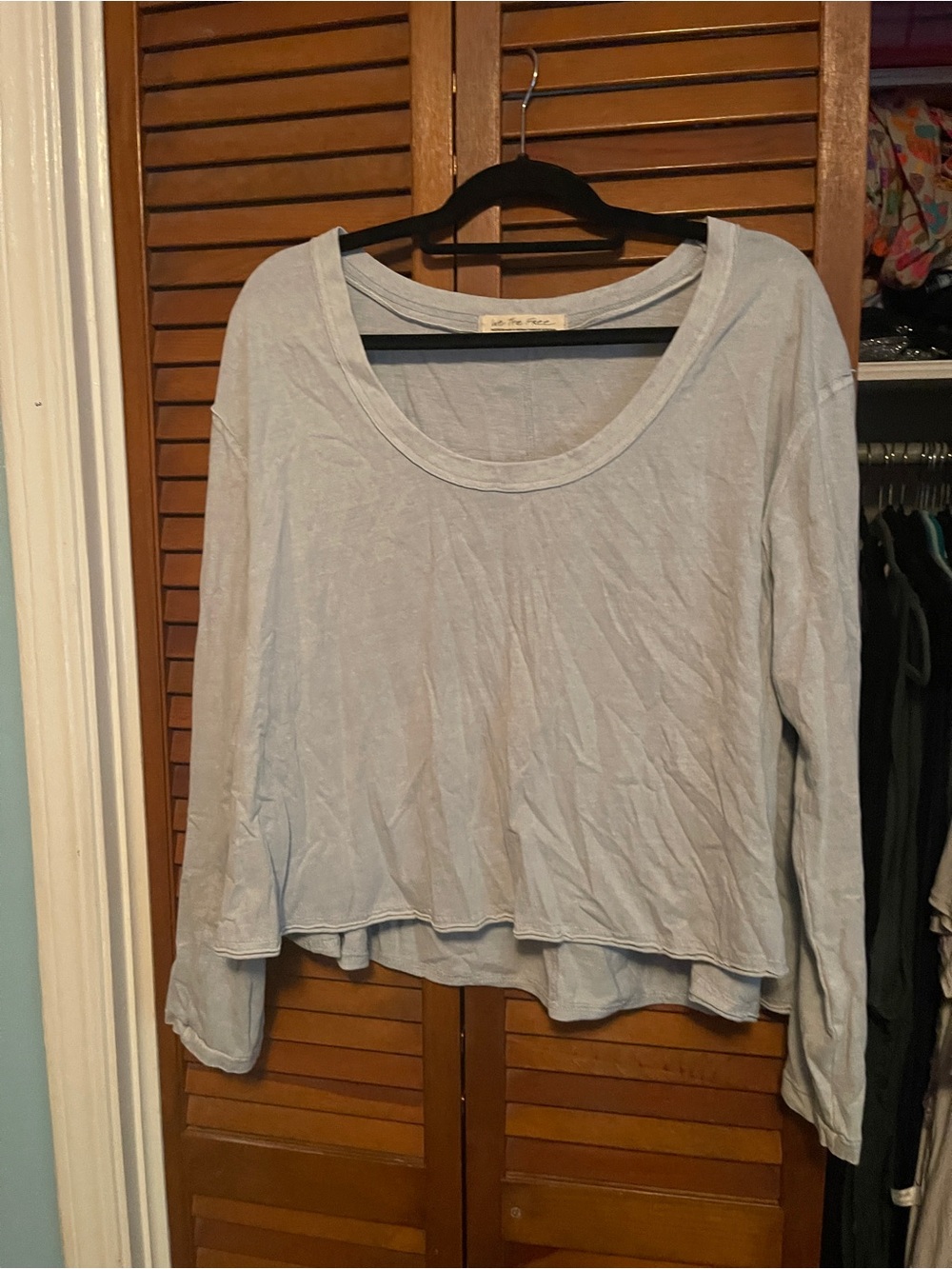 We The Free Light Blue Layered Scoop Neck Long Sleeve Top